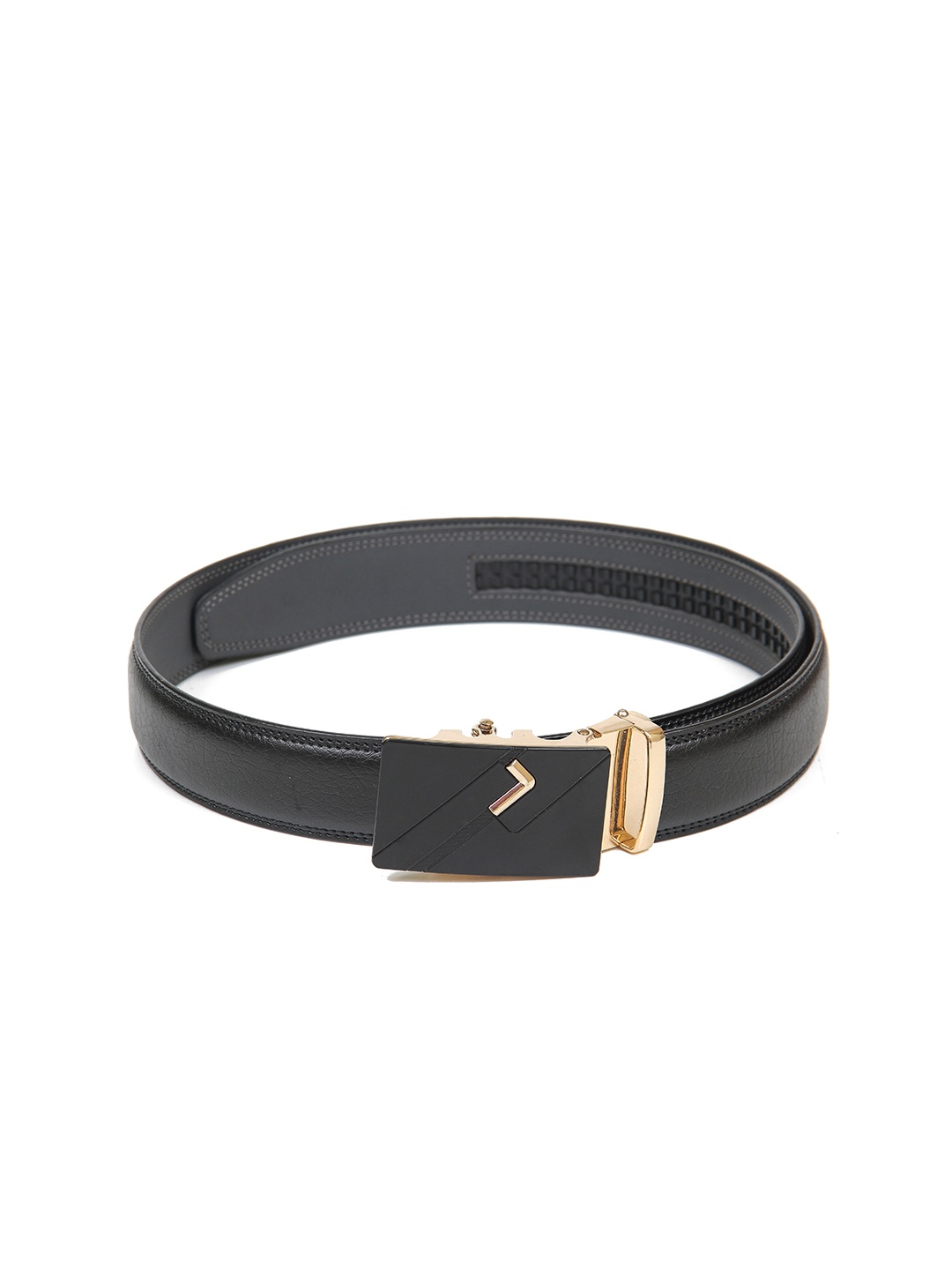 

Calvadoss Men Black Textured PU No Holes Belt