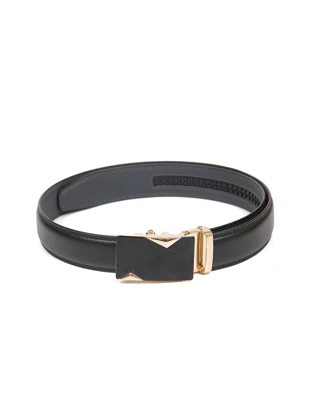 

Calvadoss Men Black Textured No Holes PU Belt