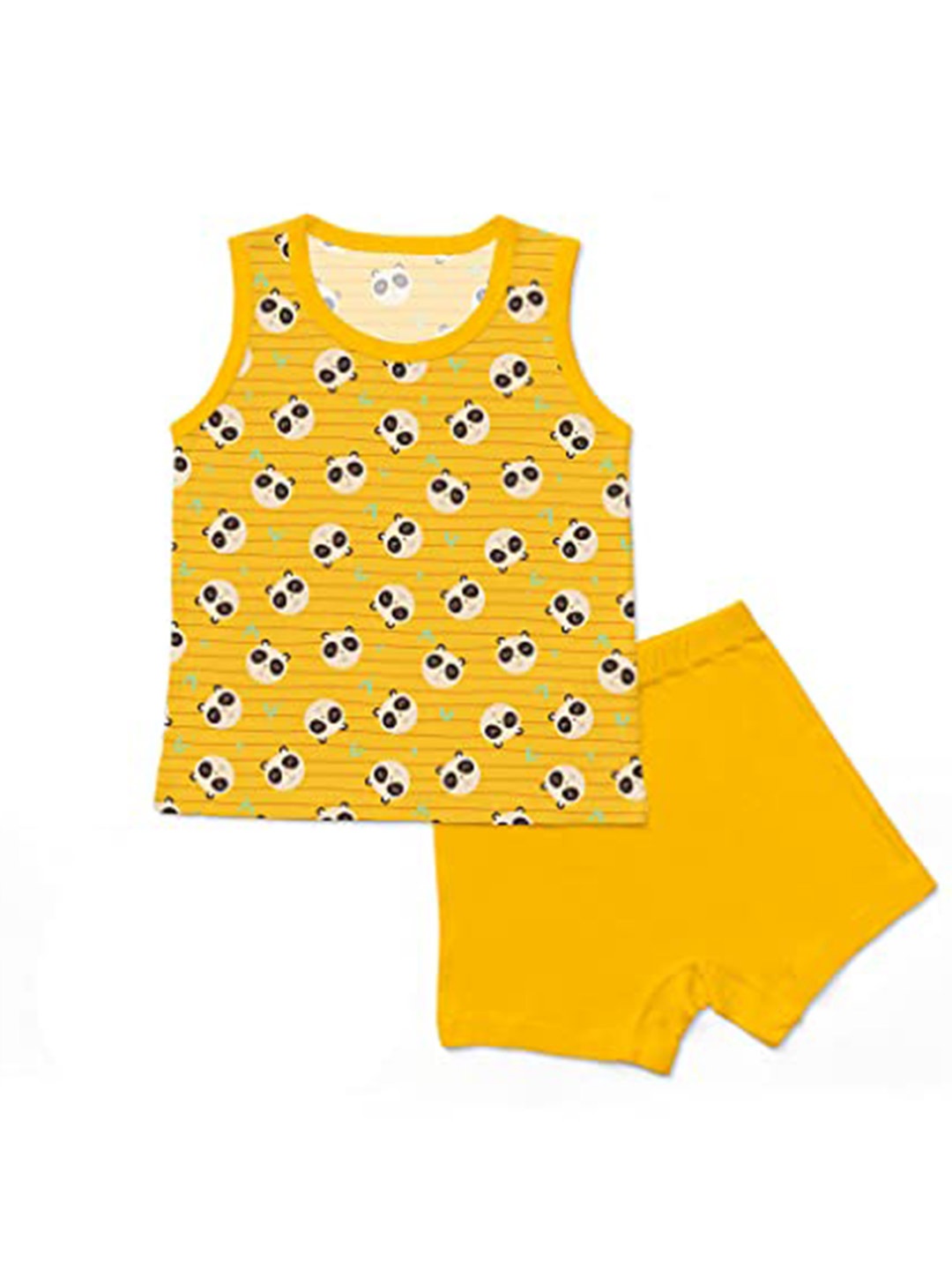 

SuperBottoms Unisex Kids Yellow Printed Sustainable T-shirt with Shorts