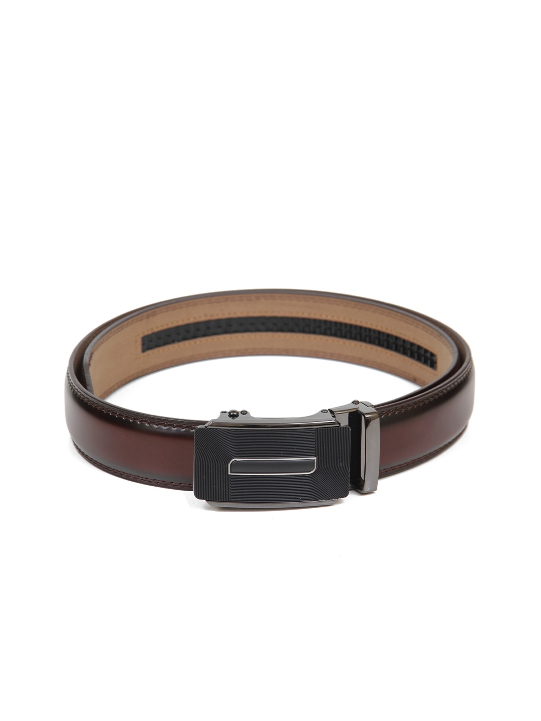 

Calvadoss Men Brown & Black Textured PU Belt
