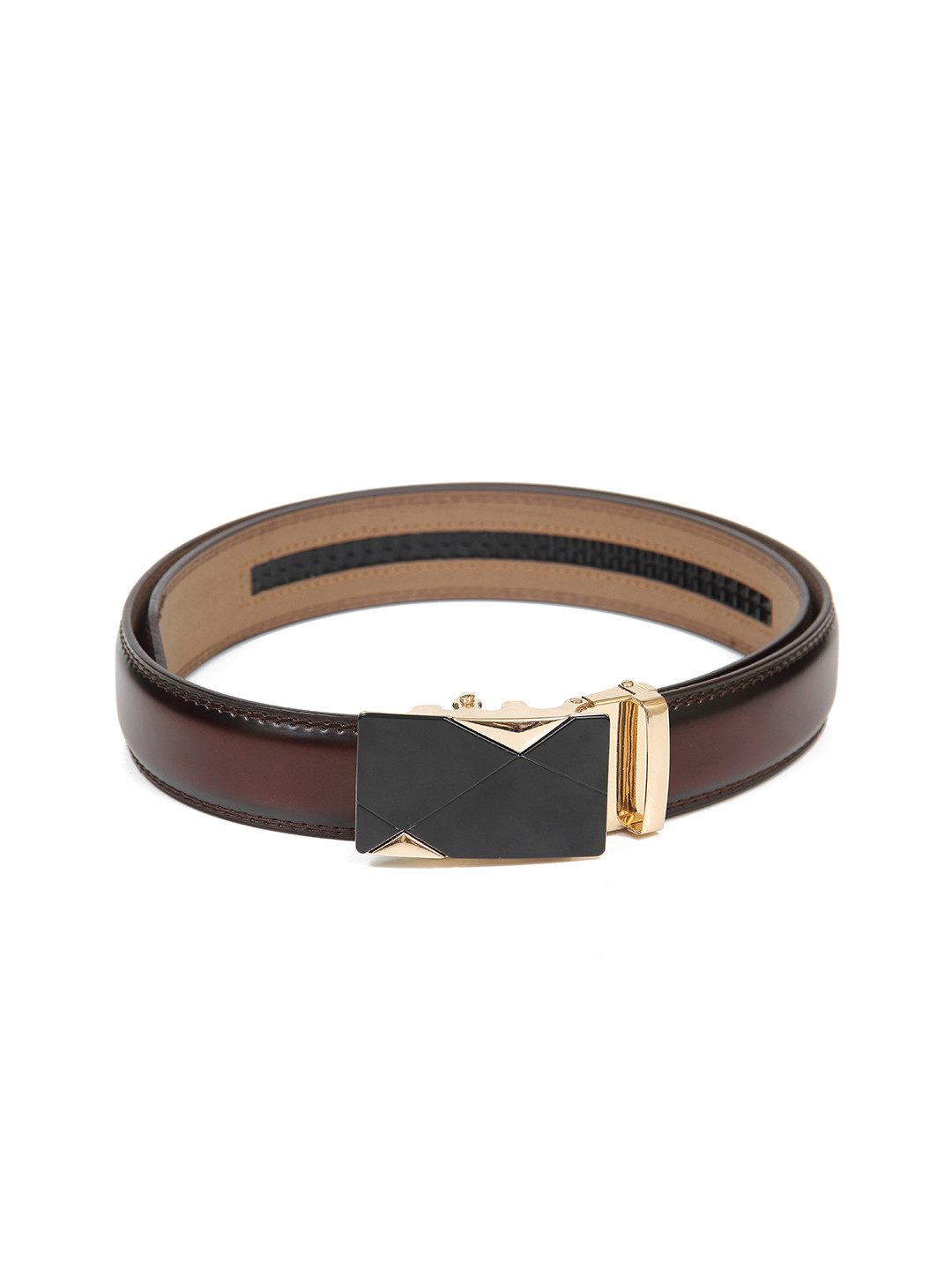 

Calvadoss Men Brown & Gold Textured PU Belt