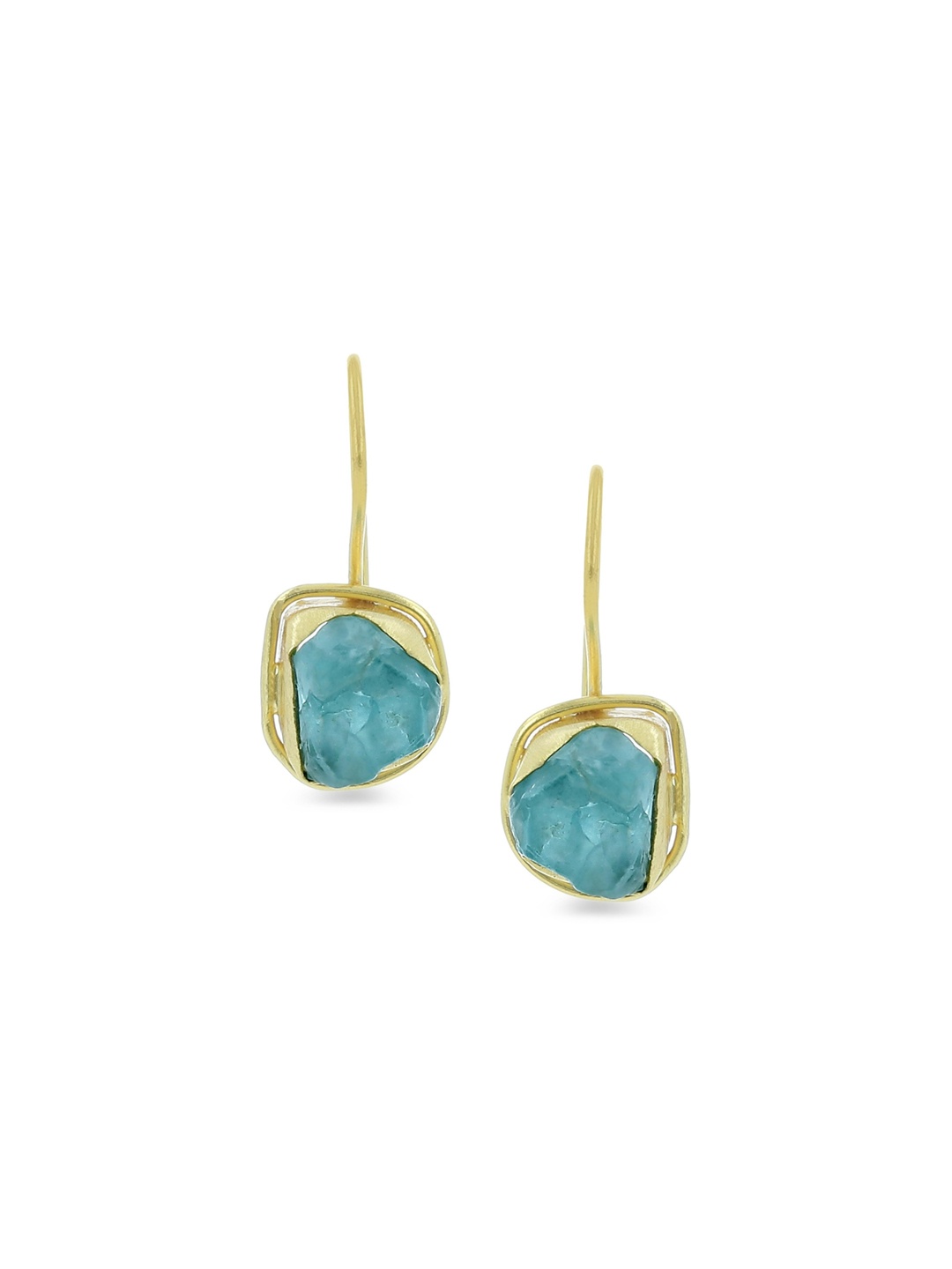 

EL REGALO Green Amber Gold-Plated Contemporary Drop Earrings