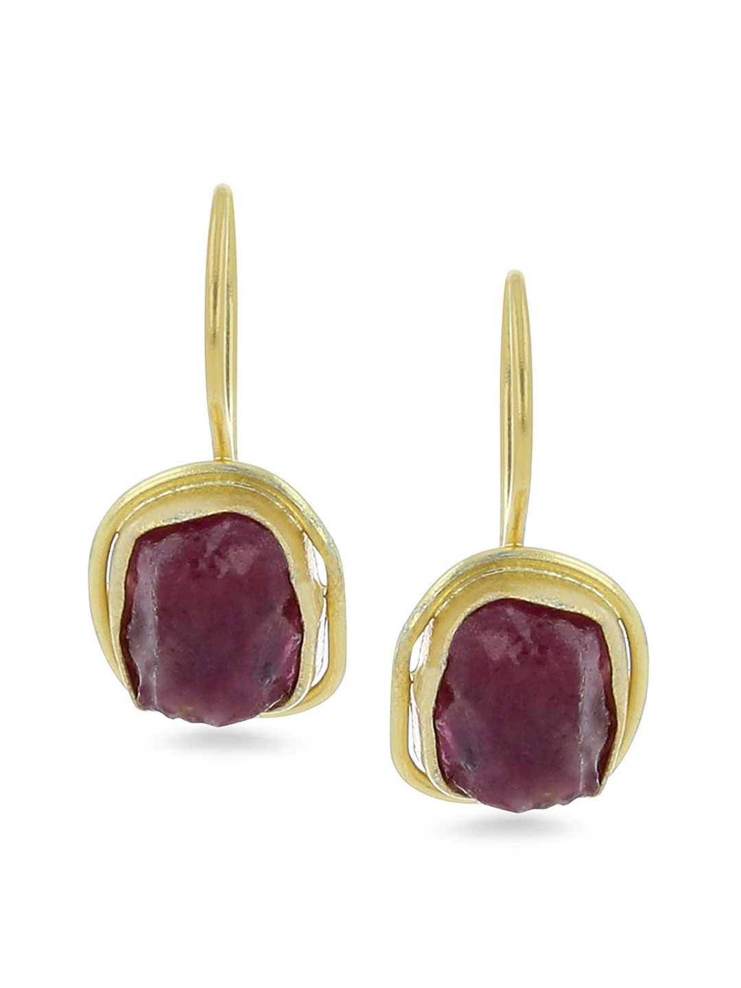 

EL REGALO Red & Gold-Toned Geometric Drop Earrings