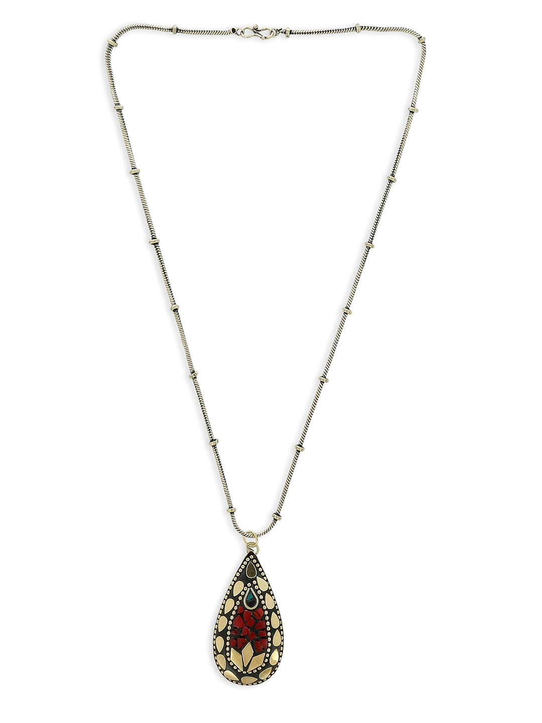 

EL REGALO Women Red & Gold Tribal Necklace
