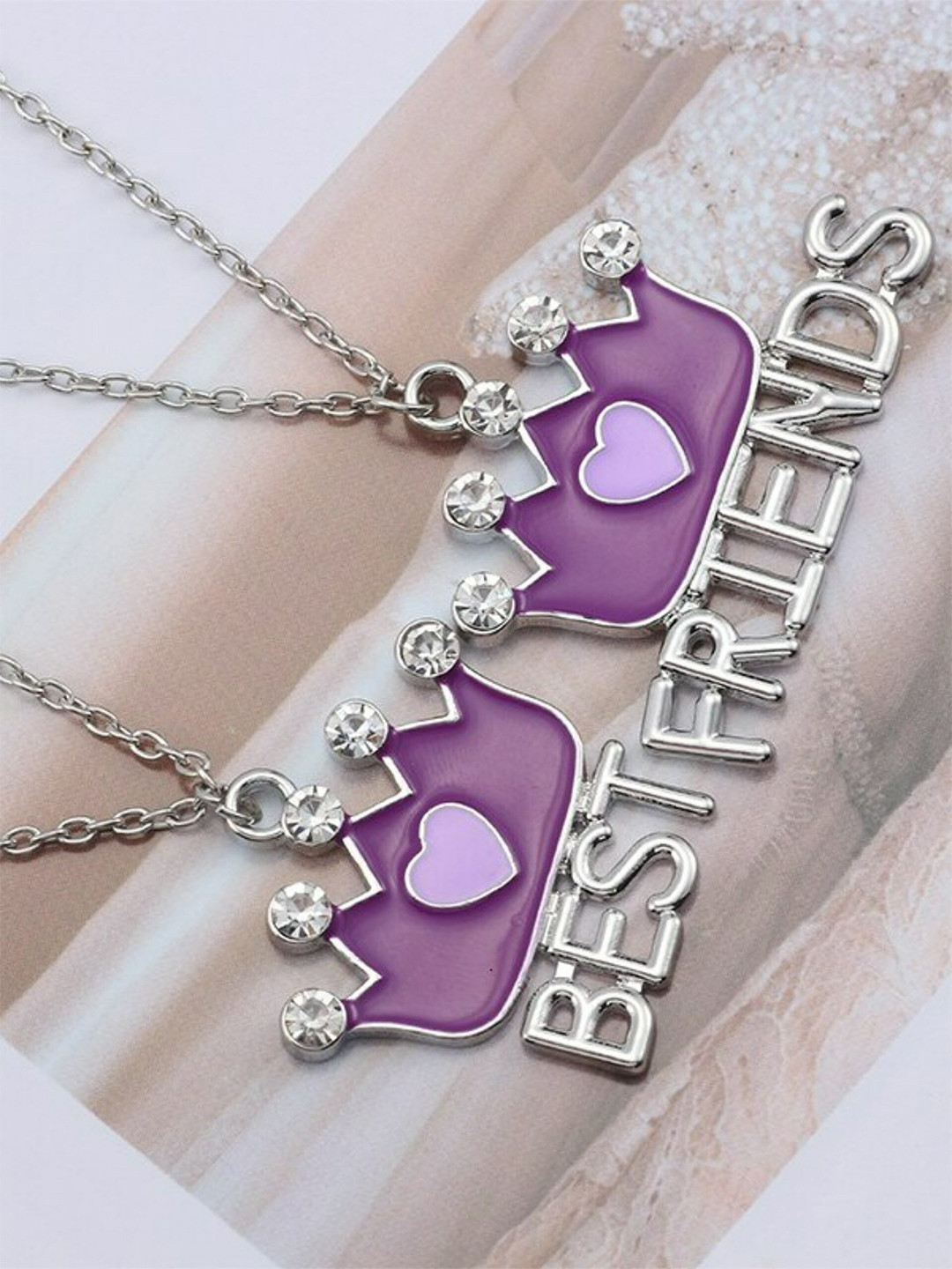 

EL REGALO Women Silver Toned & Purple Necklace