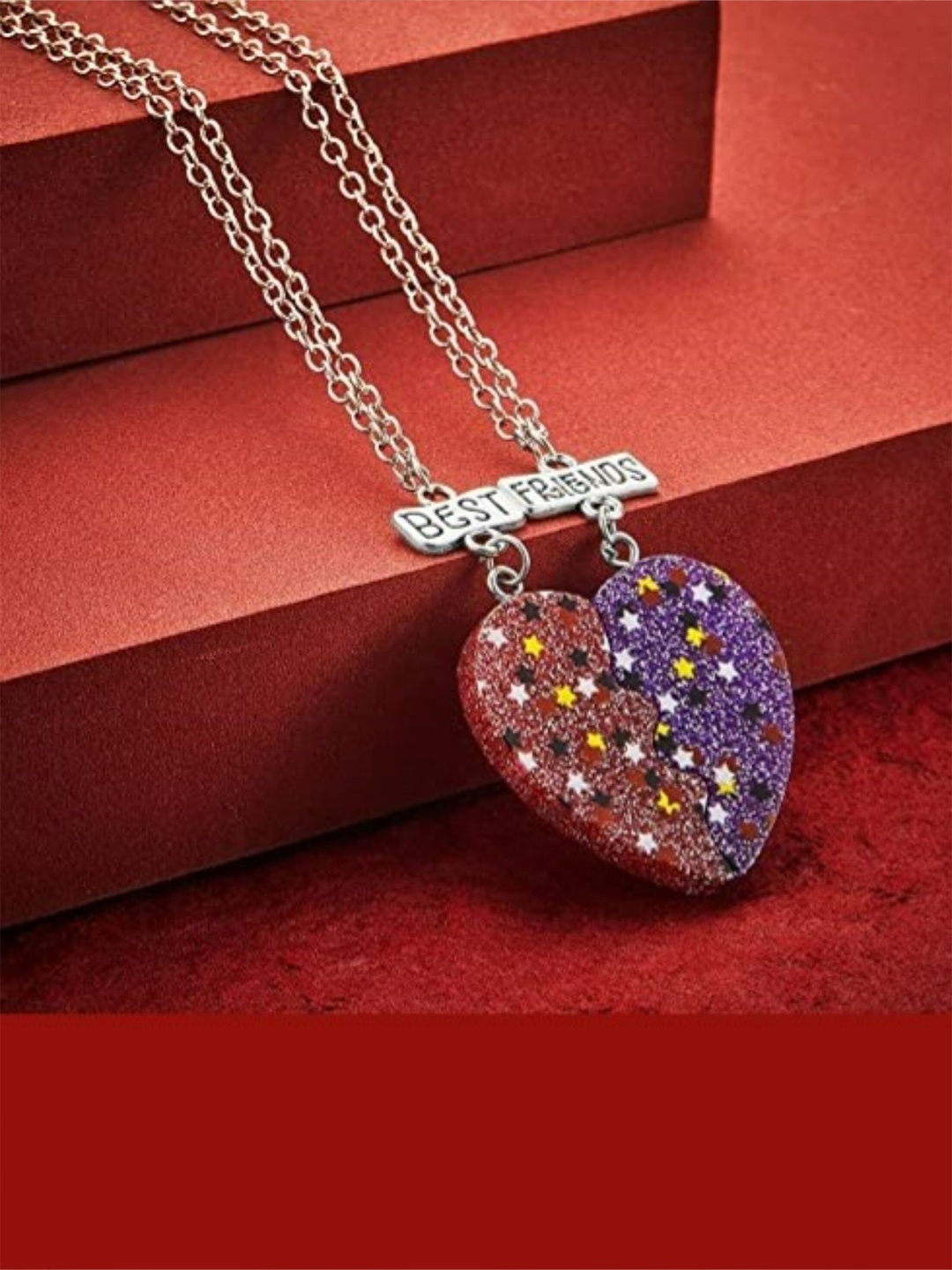 

EL REGALO Women Red & Purple Set of 2 Chain Necklace