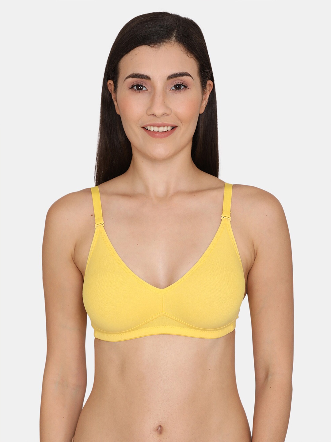 Zivame Yellow Solid Non-Padded Pure Cotton Bra