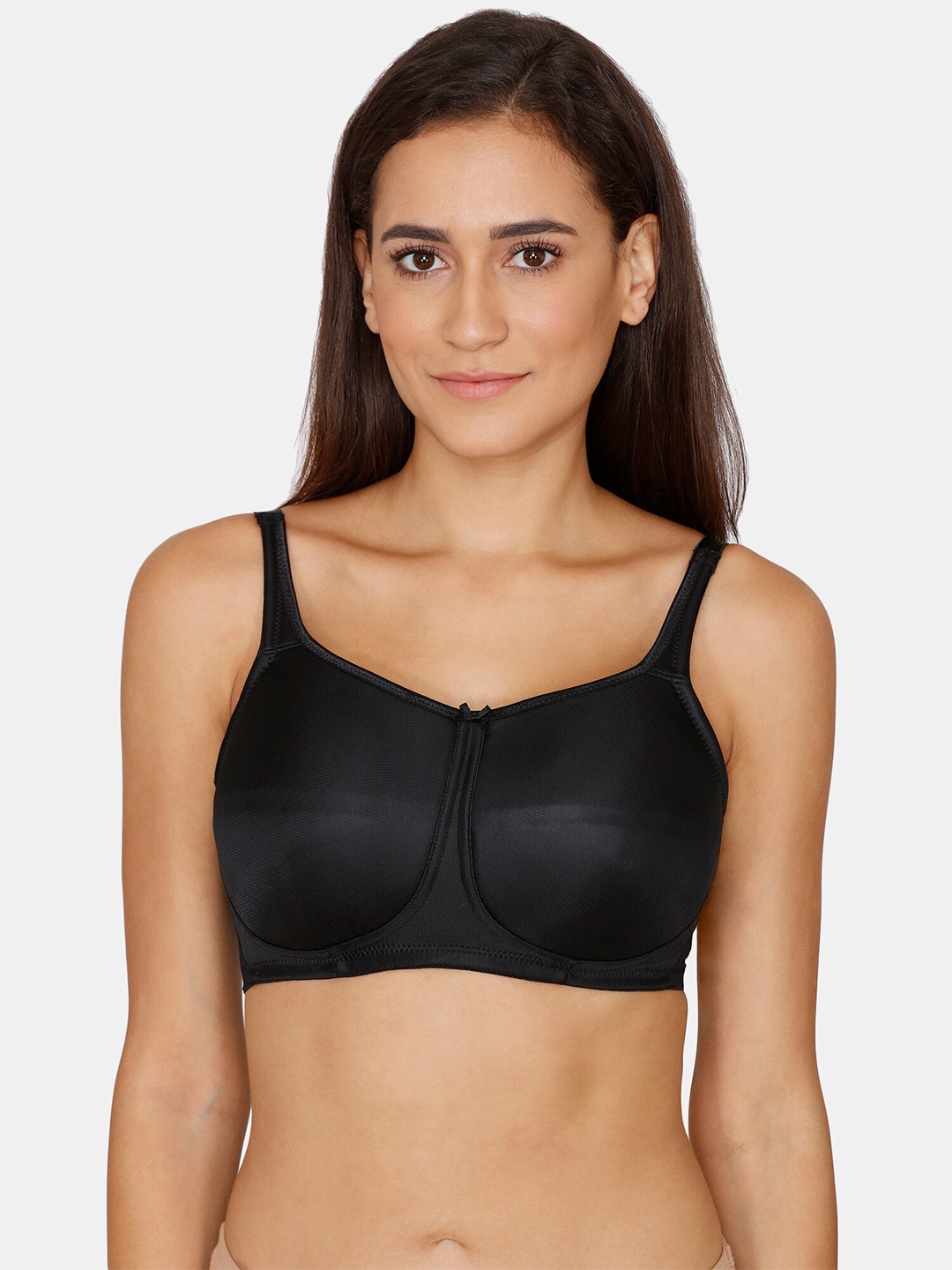 

Zivame Black Solid Lightly Padded Non Wired Minimizer Bra