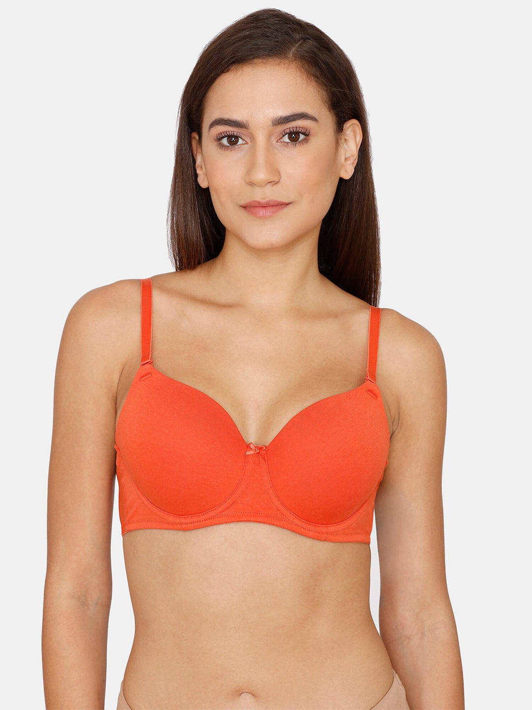 

Zivame Orange Solid Lightly Padded Half Coverage T-shirt Bra