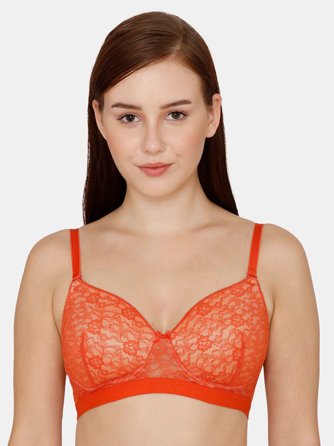 

Zivame Orange Floral Lightly Padded Bra