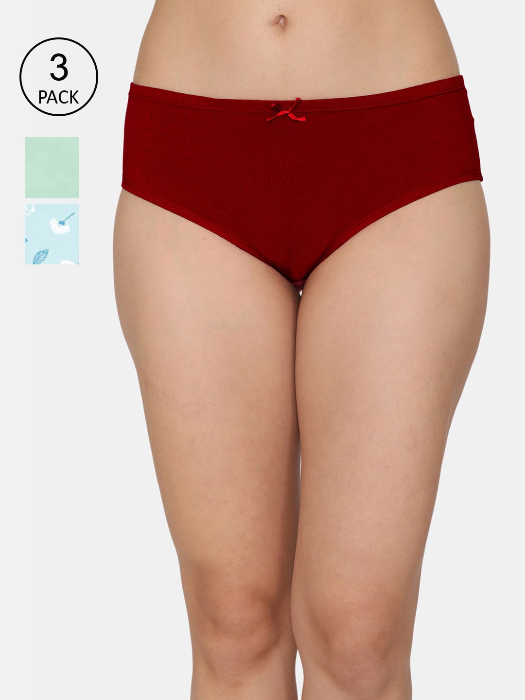 

Zivame Pack of 3 Low Rise Full Coverage Hipster Panties ZI2623FASHCBLUE, Maroon