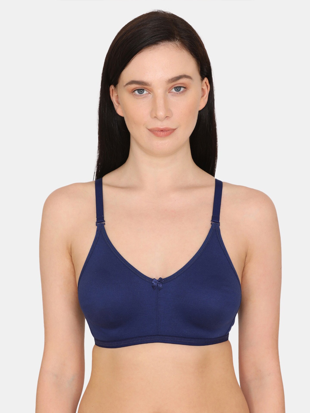 

Rosaline by Zivame Navy Blue Solid Non-Padded Half Coverage T-shirt Bra