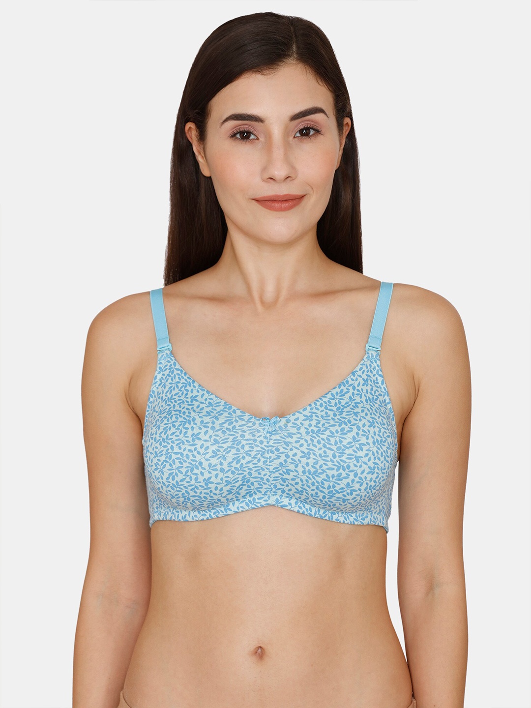 

Rosaline by Zivame Yellow & Blue Floral Printed Non Padded Non Wired T-shirt Bra