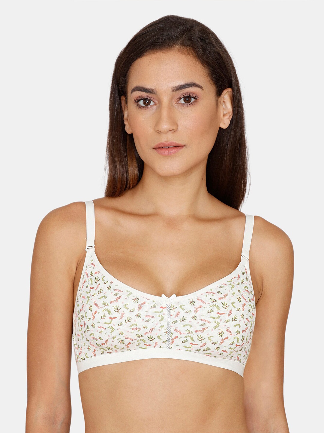 

Rosaline by Zivame White Floral Printed Non Padded Bra