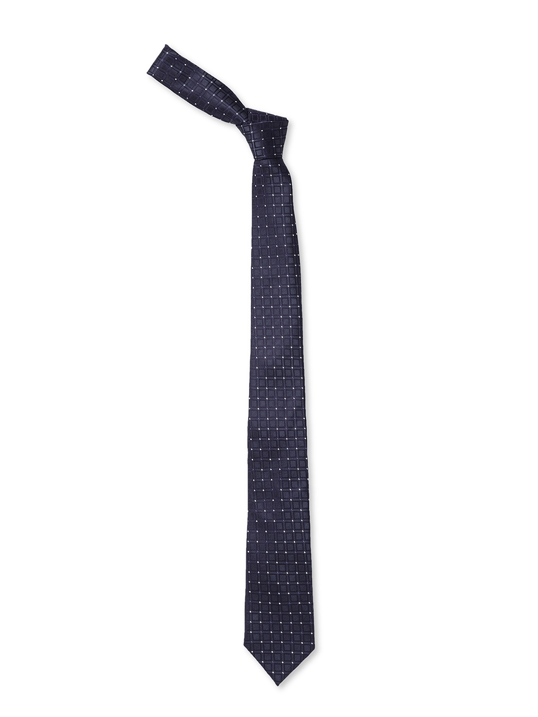 

AD By Arvind Men Navy Blue & White Woven Design Skinny Tie