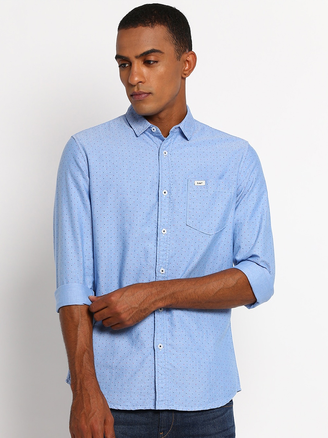 

Lee Men Blue Classic Slim Fit Printed Casual Shirt