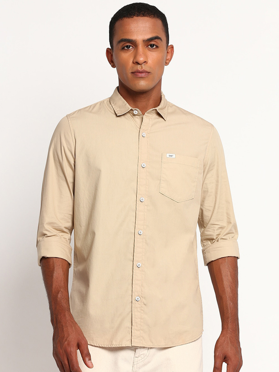 

Lee Men Beige Classic Slim Fit Casual Shirt