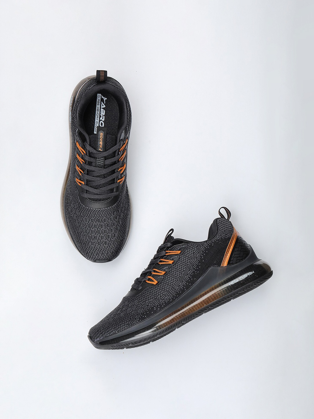 

ABROS Men Black & Orange Mesh Running Shoes