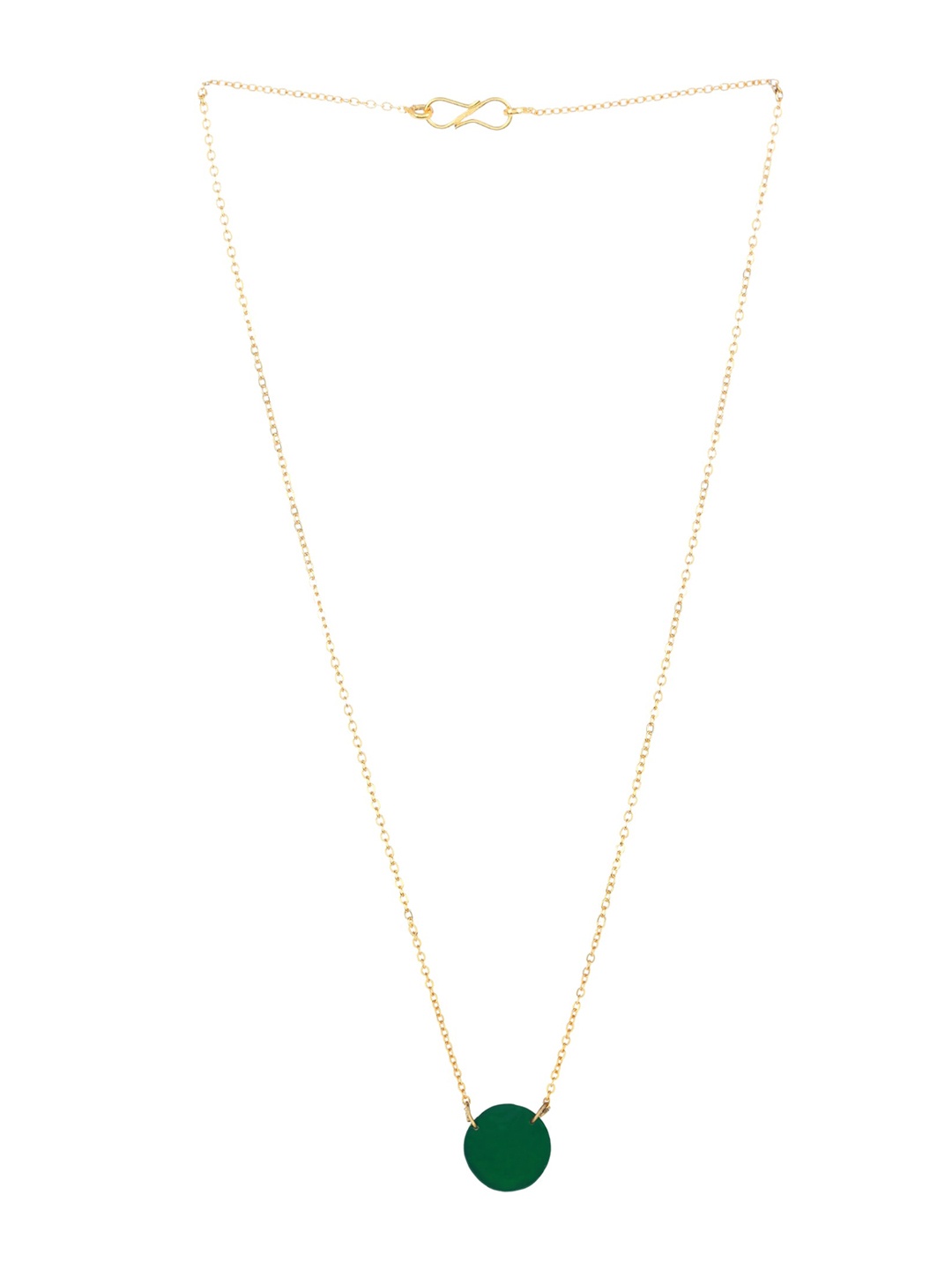 

Goldnera Women Charm Green & Gold-Toned Minimal Pendant with Chain