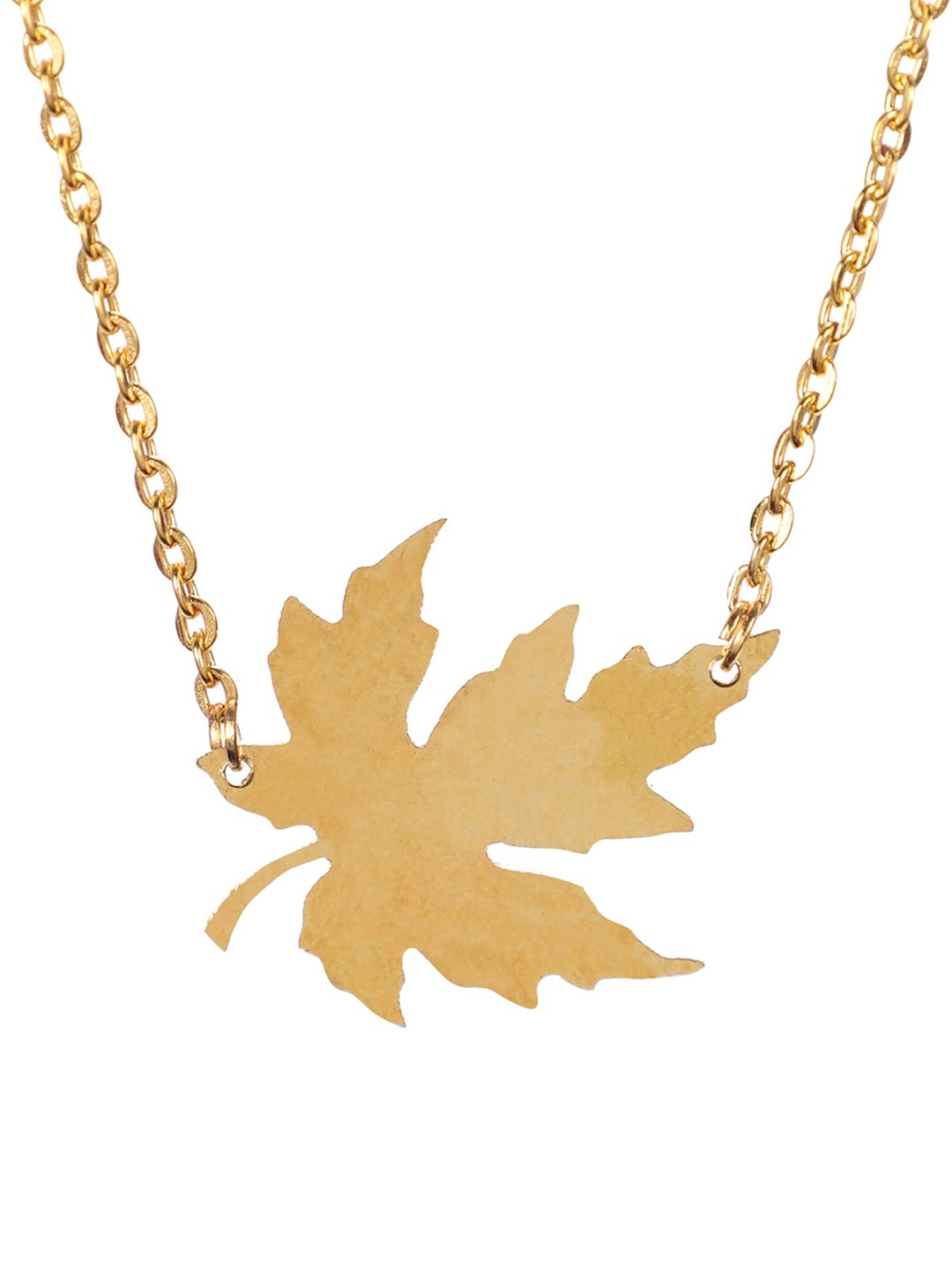 

Goldnera Brass-Plated Mohabbatein Love Mapel Leaf Charm Necklace Pendant, Gold