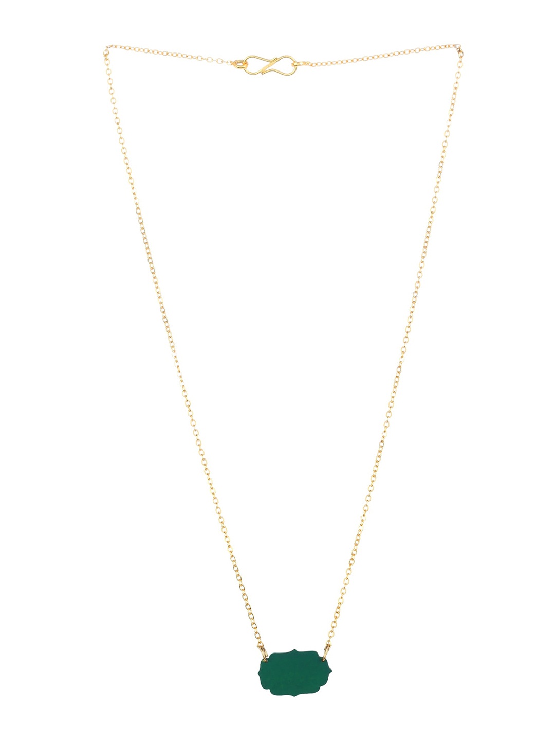 

Goldnera Brass-Plated Gold-Toned & Green Pendant With Chain
