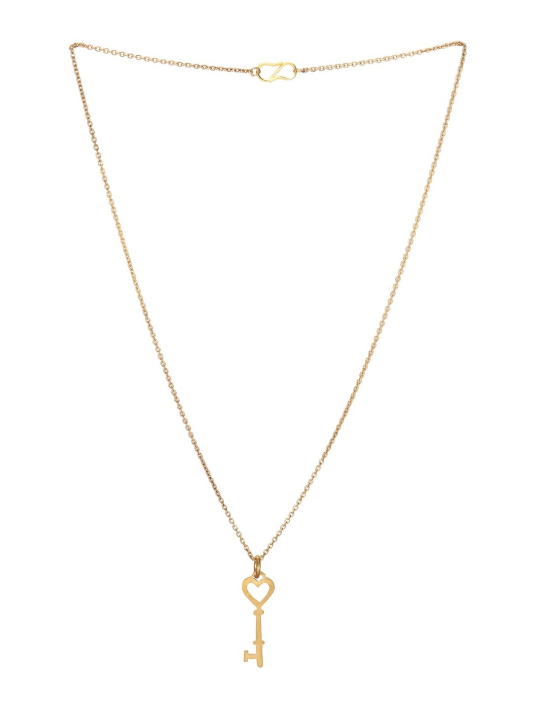 

Goldnera Brass-Plated Gold-Toned Key Charm Pendant With Chain