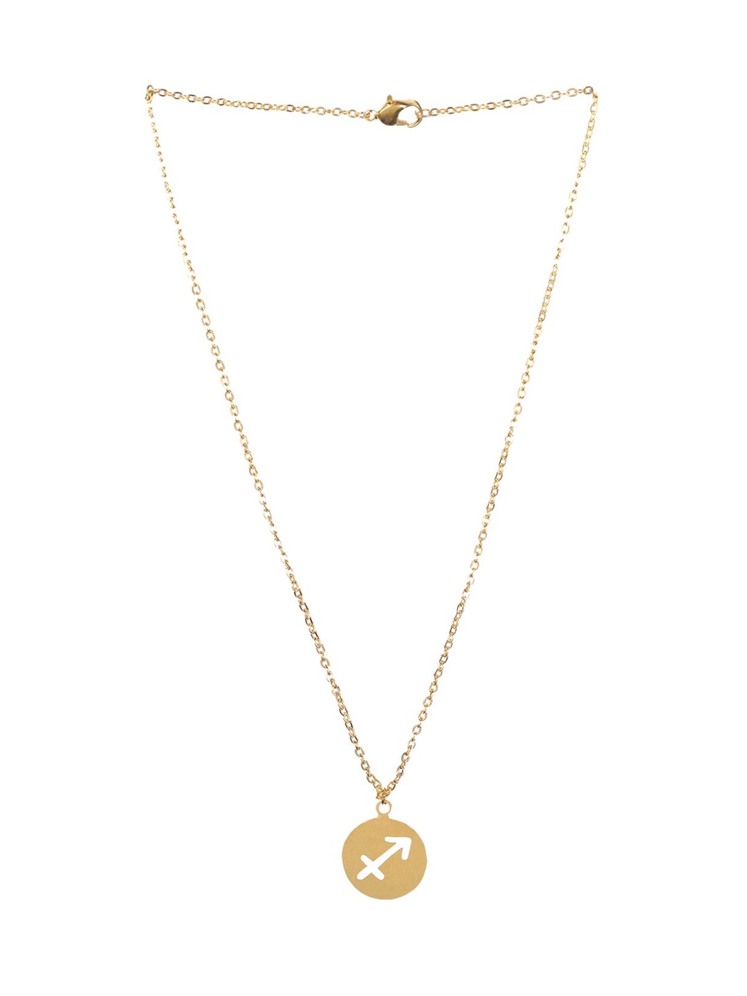

Goldnera Brass-Plated Gold-Toned Zodiac Sagittarius Pendant With Chain