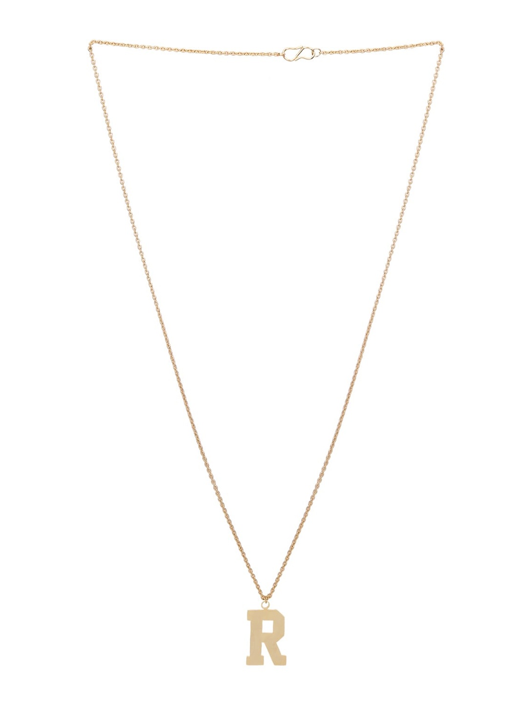 

Goldnera Brass-Plated R Alphabet Shaped Pendant With Chain, Gold