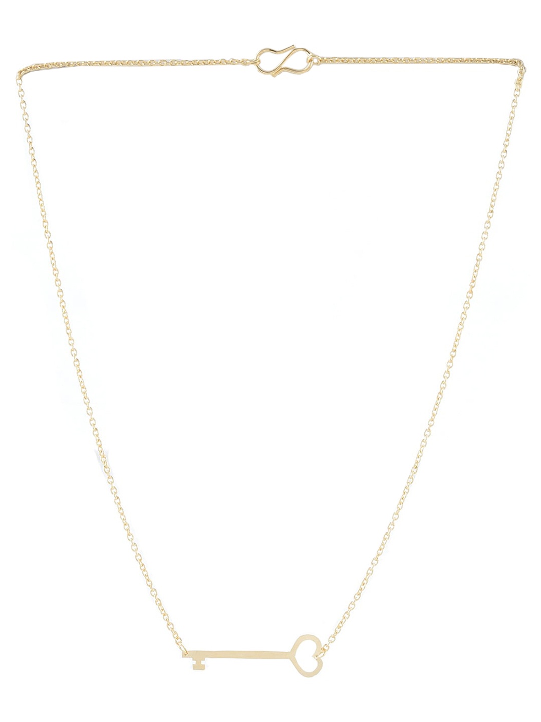 

Goldnera Brass-Plated Short Length Minimal Love Key Pendant With Chain, Gold