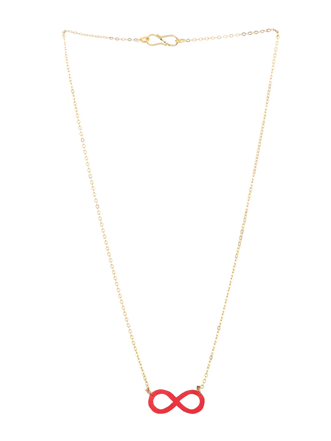 

Goldnera Brass-Plated Gold-Toned & Red Pendant With Chain