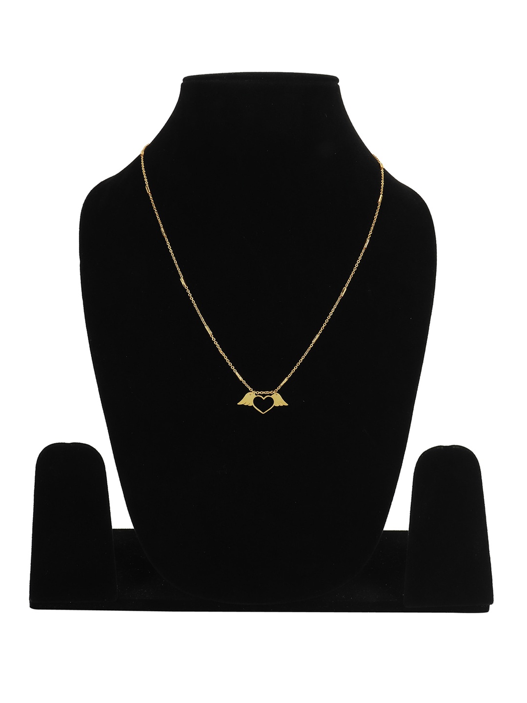 

Goldnera Brass-Plated & Gold-Toned Tiny Winged Heart Pendant With Chain