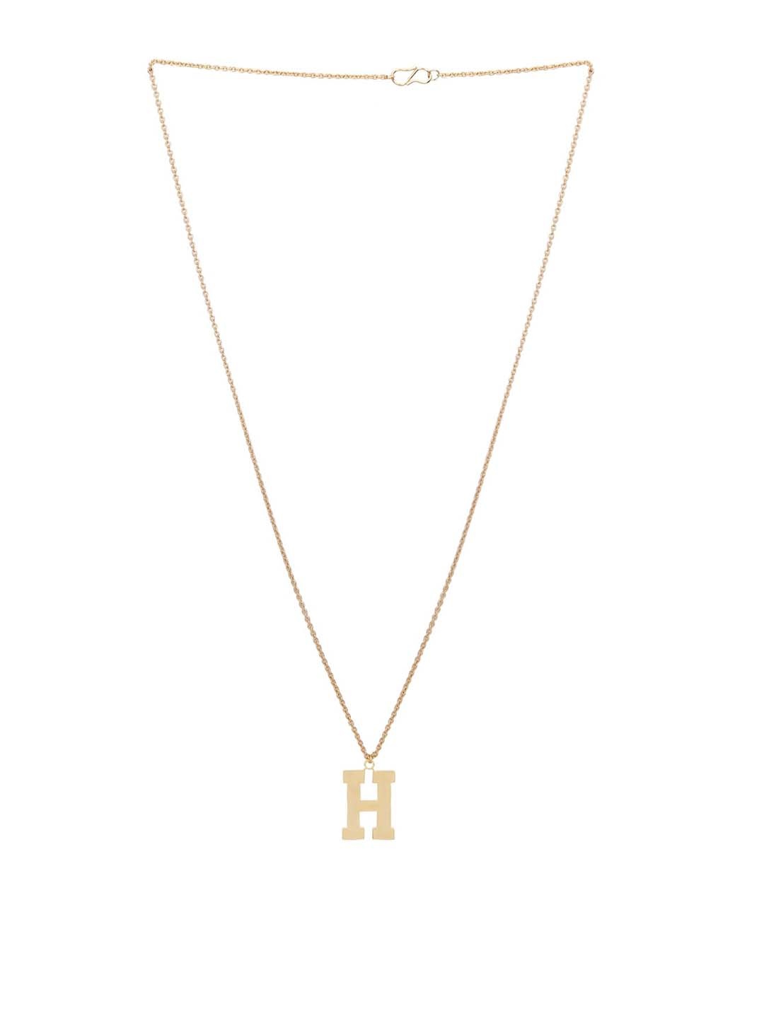 

Goldnera Brass-Plated Gold-Toned H Alphabet Look Pendant With Chain