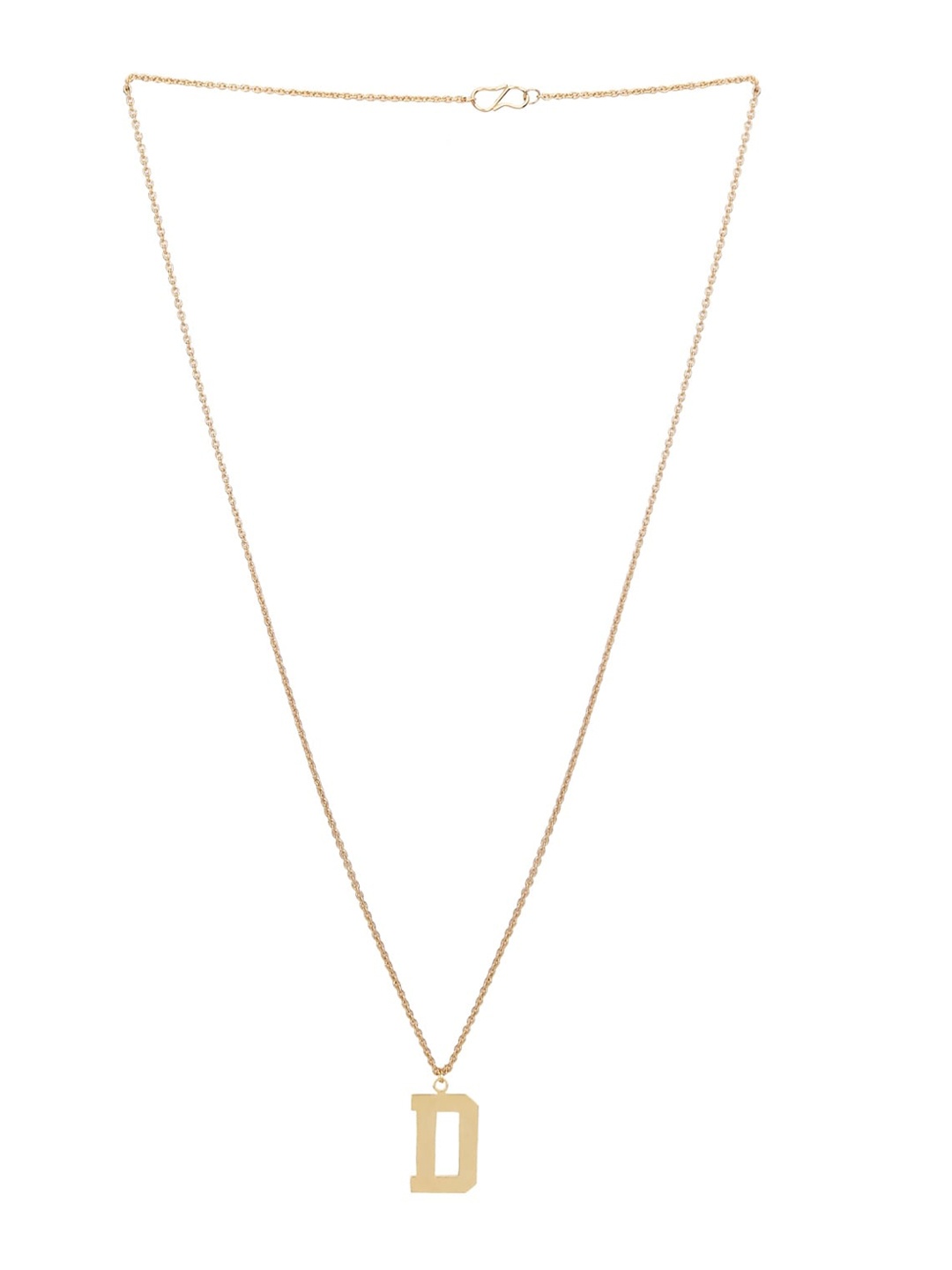 

Goldnera Brass-Plated & D Alphabet Shaped Pendant With Chain, Gold