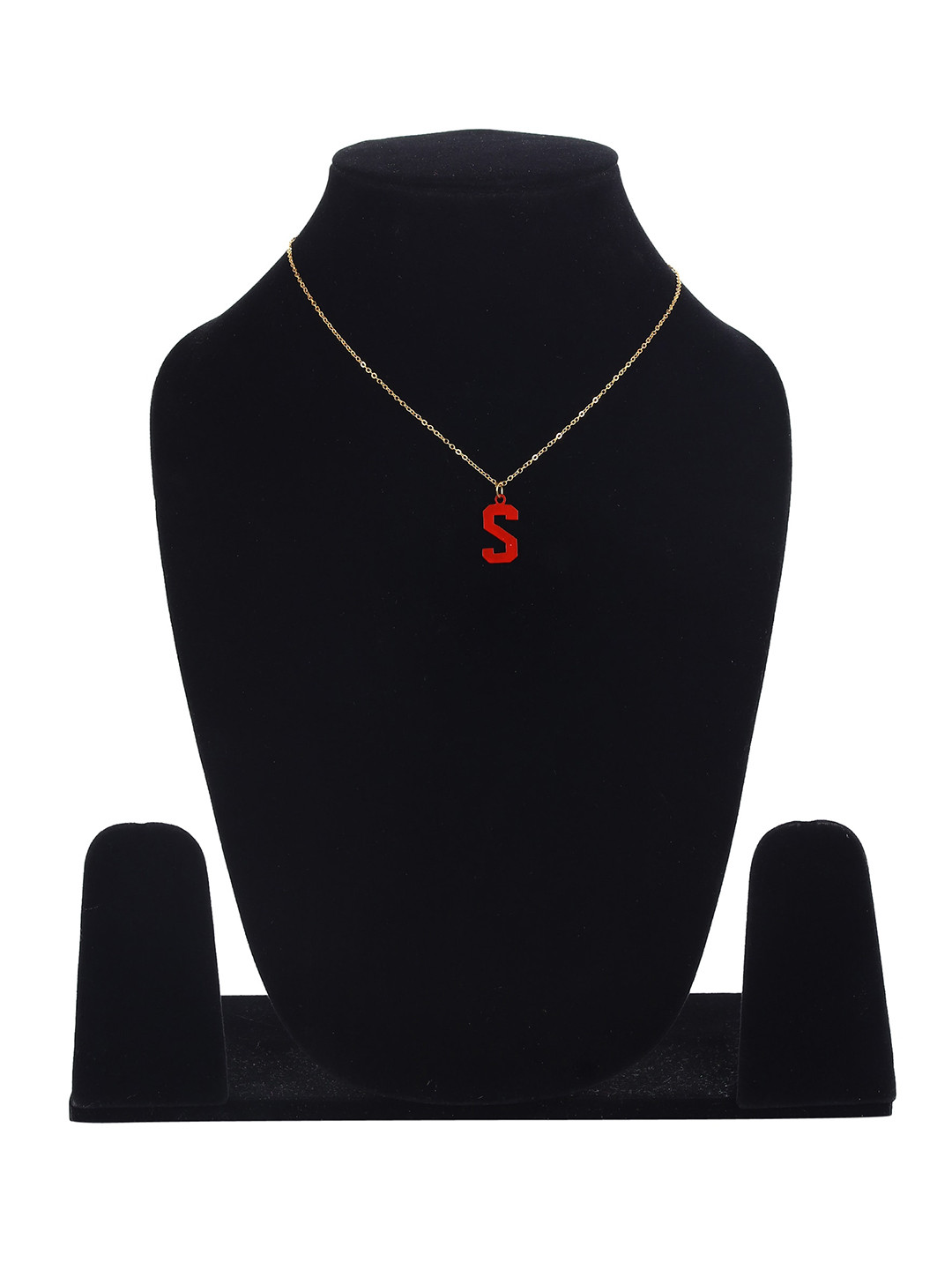 

Goldnera Brass-Plated Gold-Toned & Red Pendant With Chain