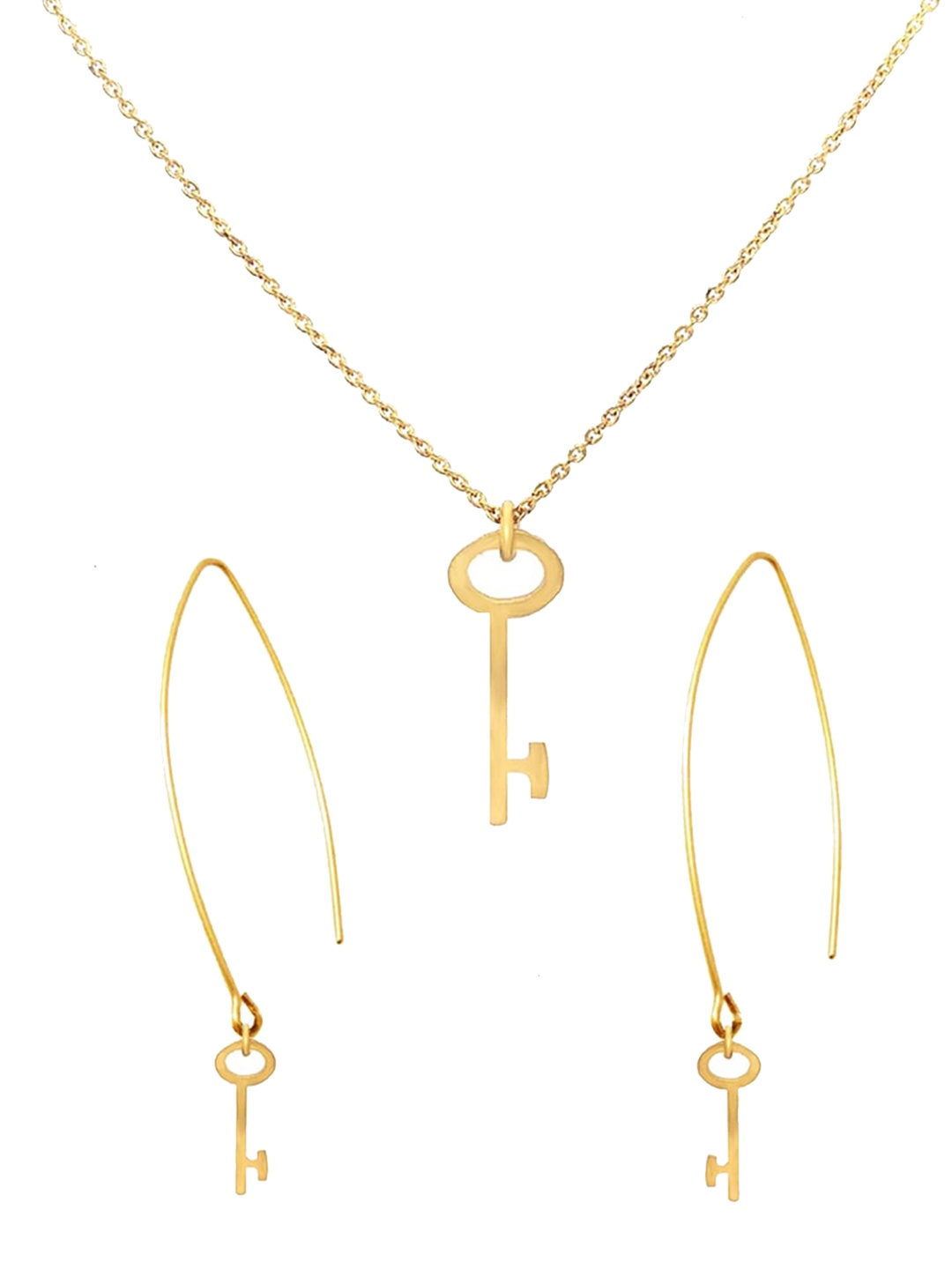 Goldnera Brass-Plated Key Pendant With Chain, Gold