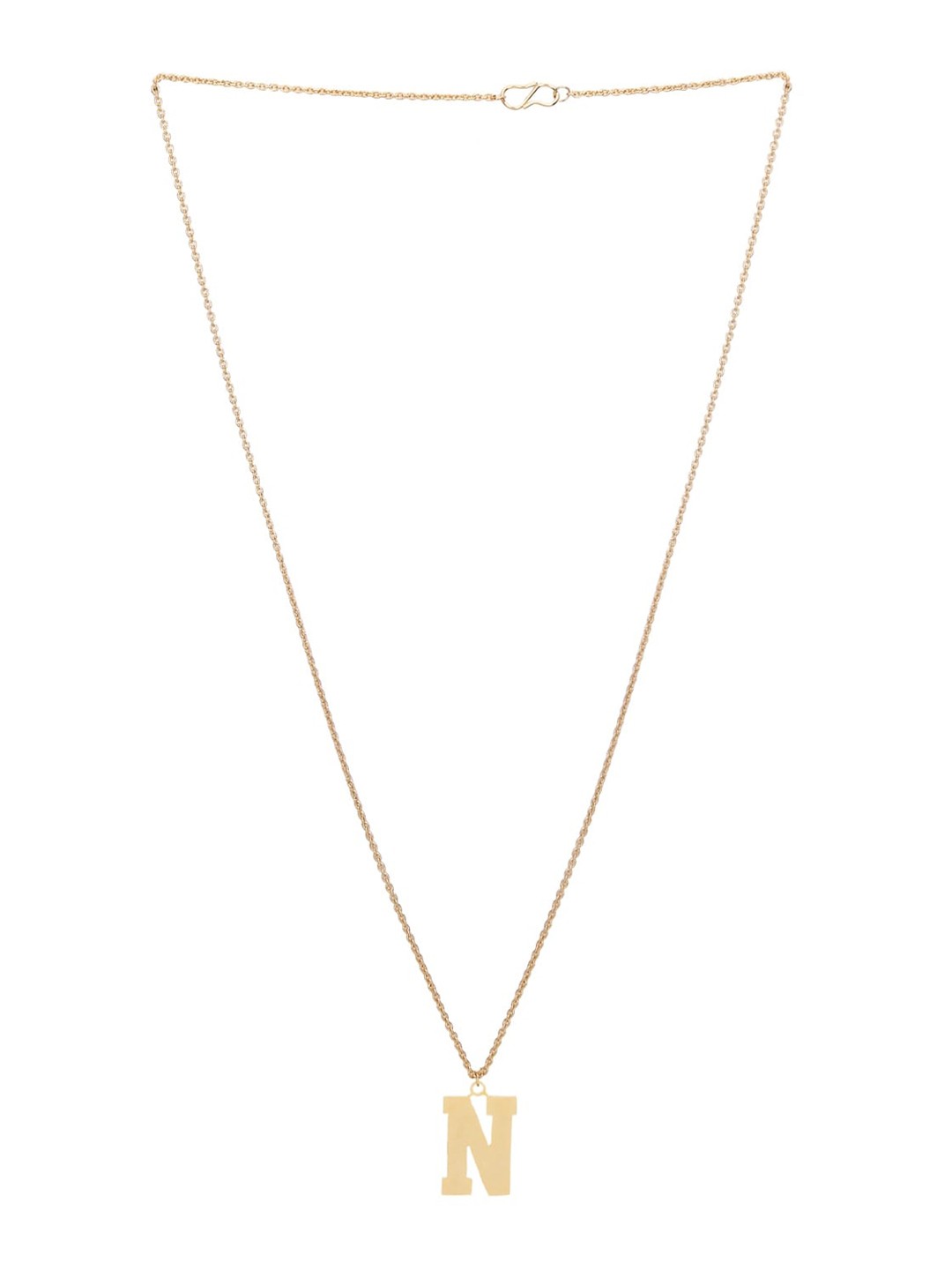 

Goldnera Brass-Plated & Gold-Toned N Alphabet Pendant With Chain