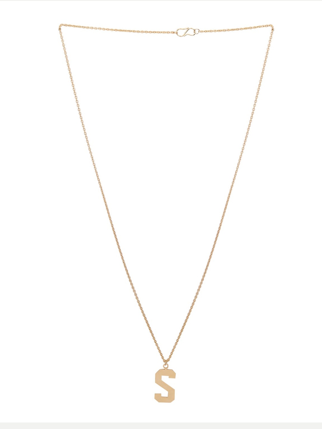 

Goldnera Brass-Plated Gold-Toned S Alphabet Pendant With Chain