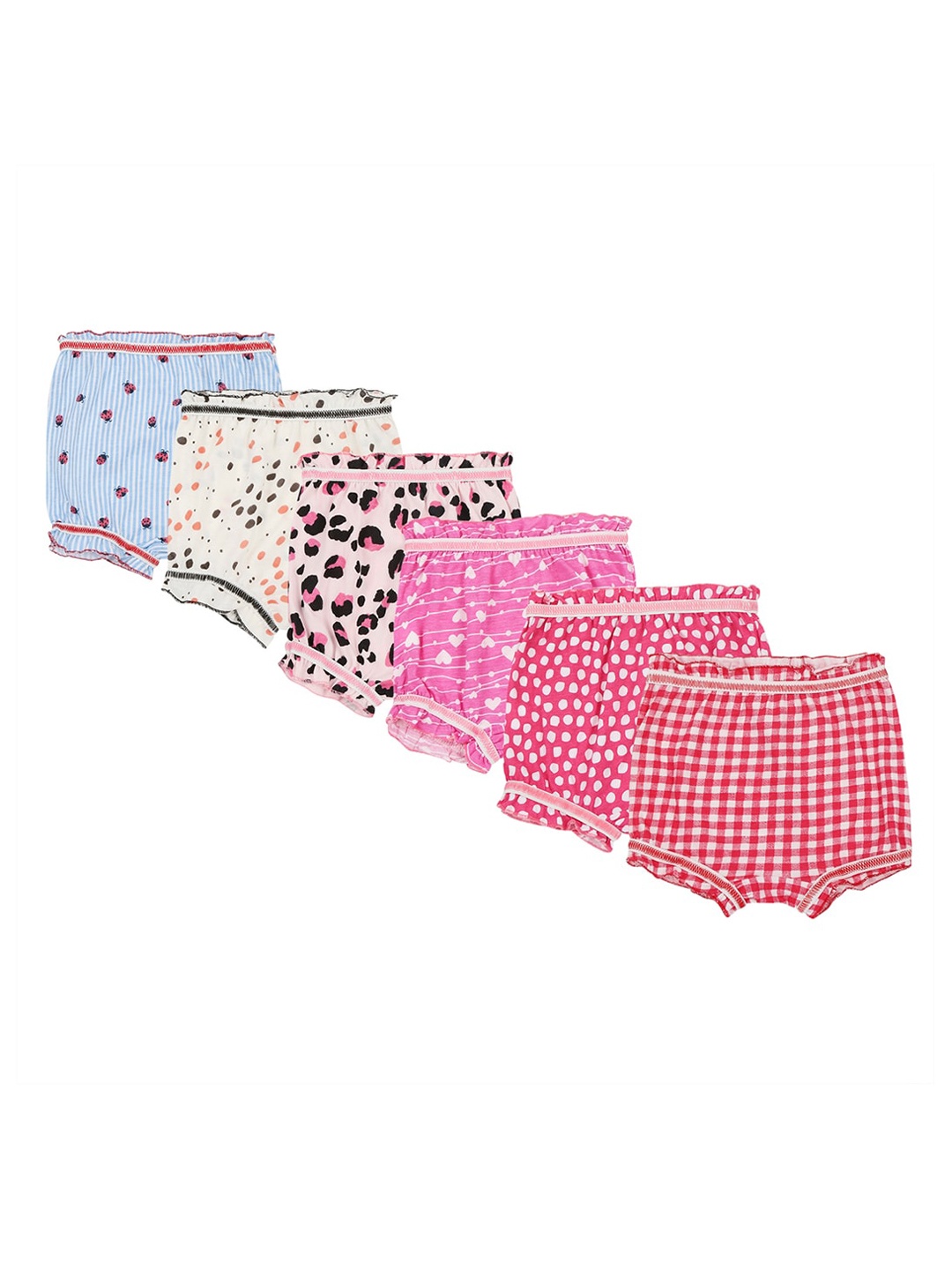 

RAINE AND JAINE Girls Pack of 6 Assorted Pure Cotton Briefs, Pink