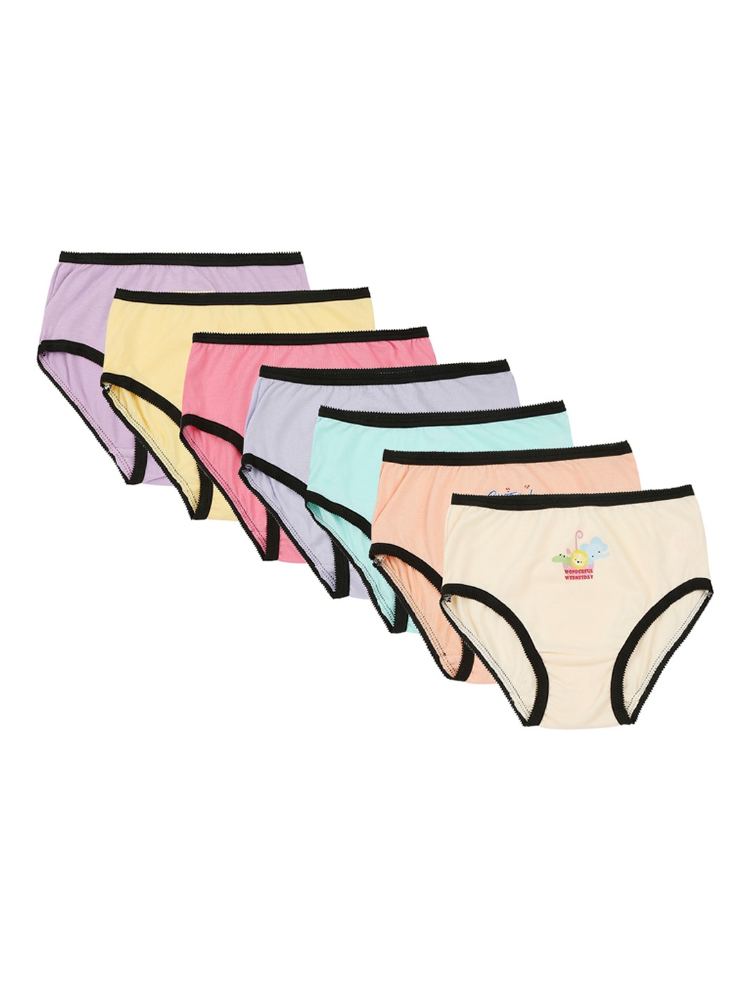 

RAINE AND JAINE Girls Pack Of 7 Pure Cotton Basic Briefs, Assorted