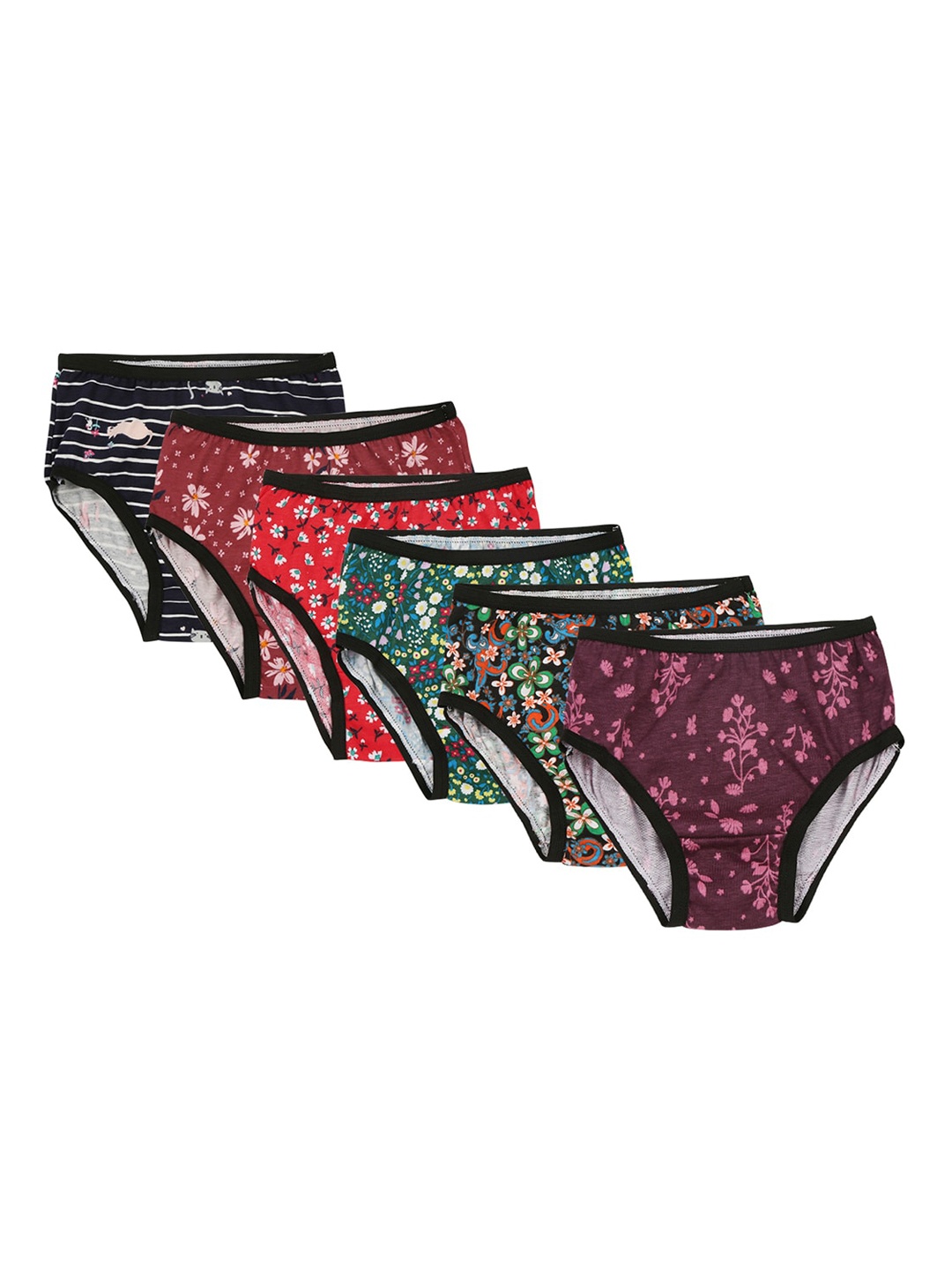 

RAINE AND JAINE Girls Pack Of 6 Assorted Pure Cotton Basic Briefs