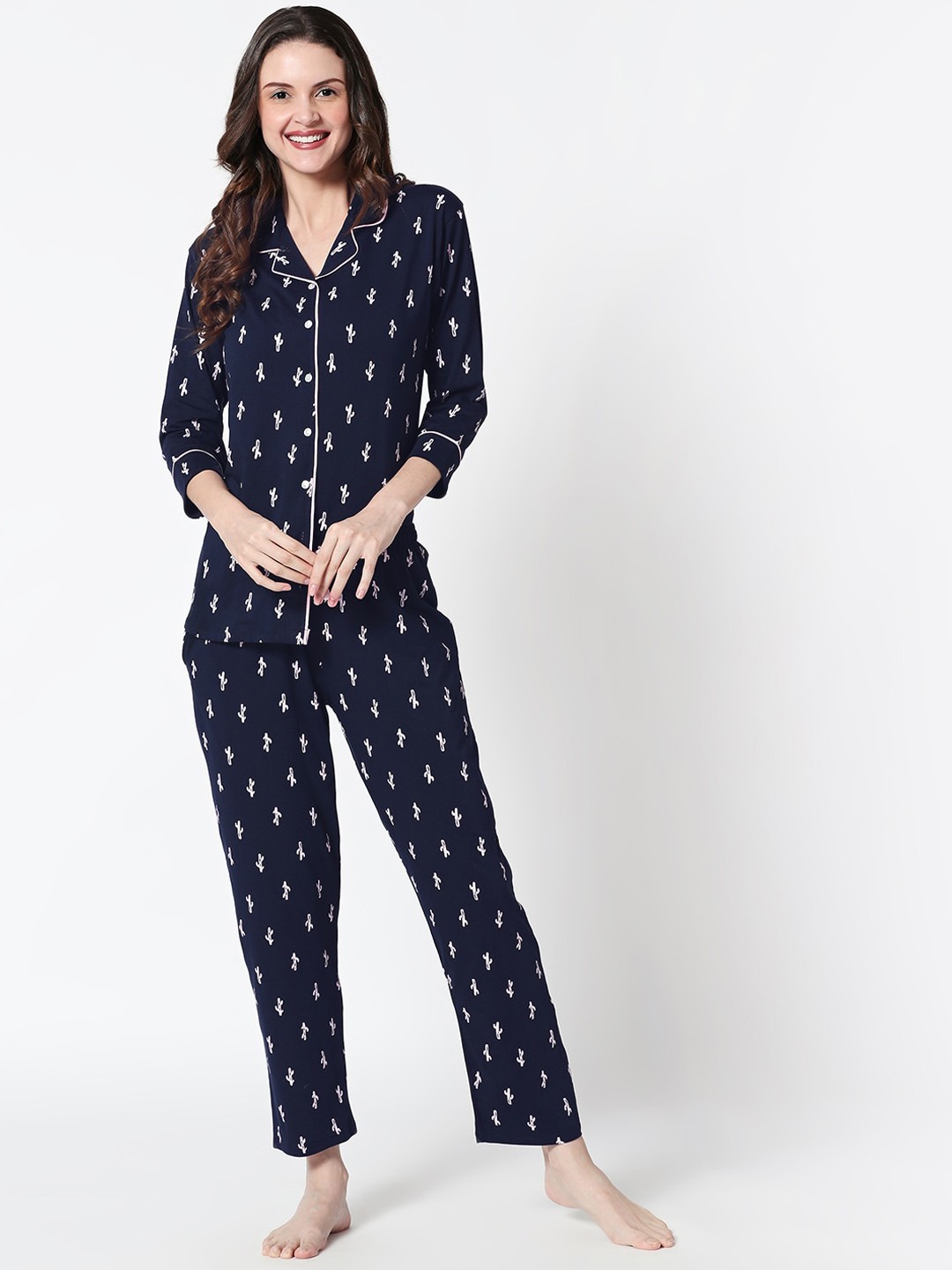 

Zeyo Women Navy Blue Self Design