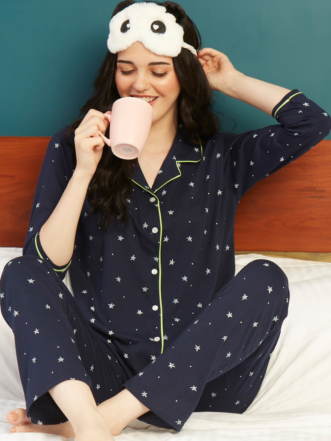 

Zeyo Women Navy Blue Self Design