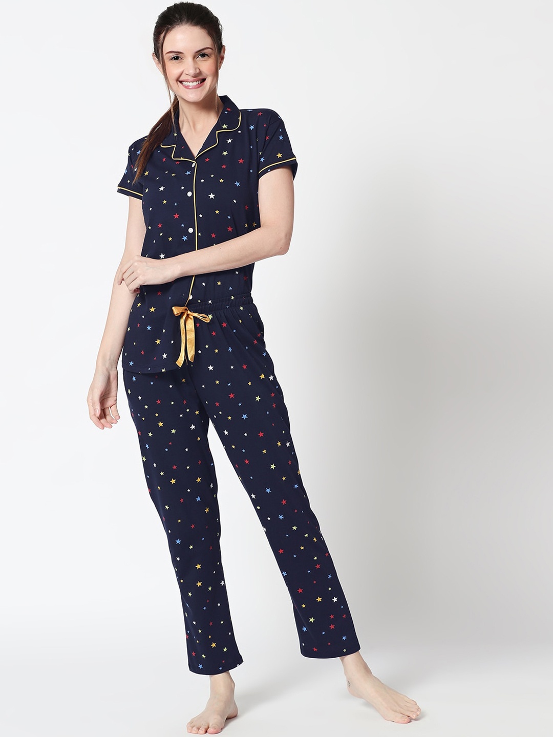 

Zeyo Women Navy Blue Printed