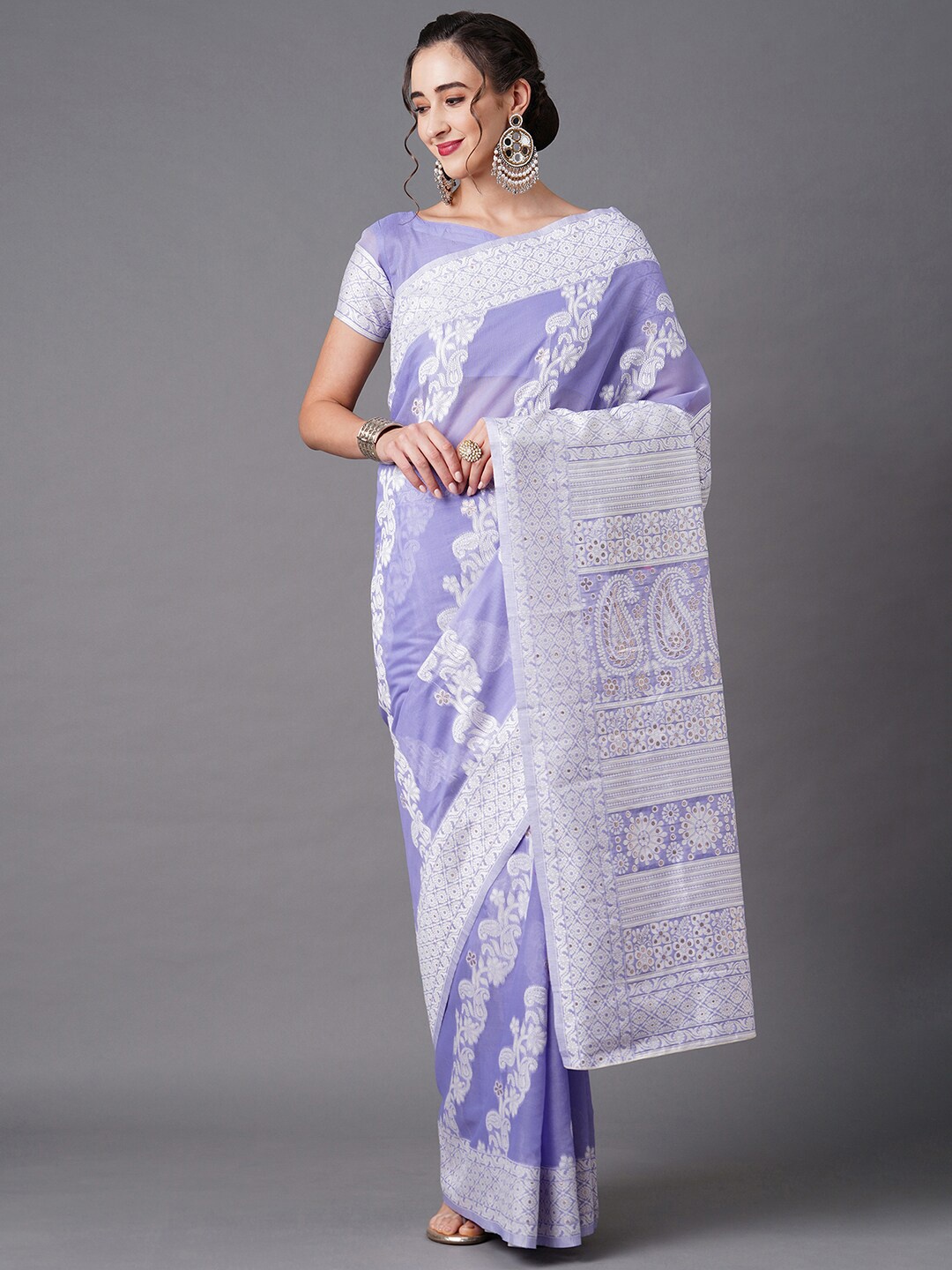 

Mitera Purple Woven Design Saree