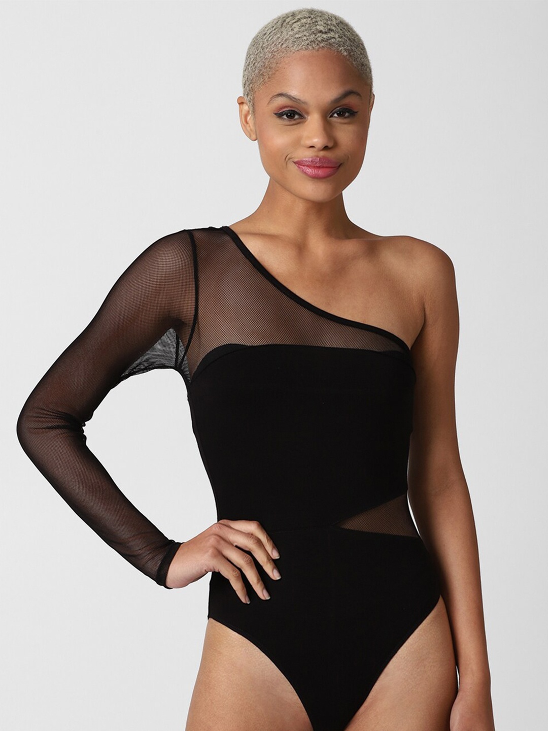 

FOREVER 21 Black One Shoulder Top