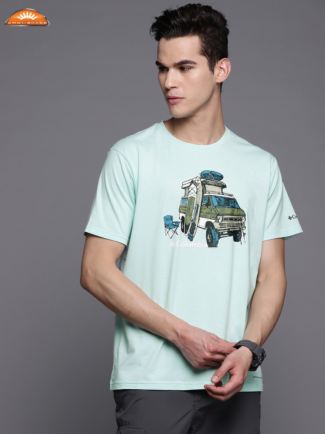 

Columbia Men Blue Printed Omni-Shade & Heat Infinity Hiking T-shirt