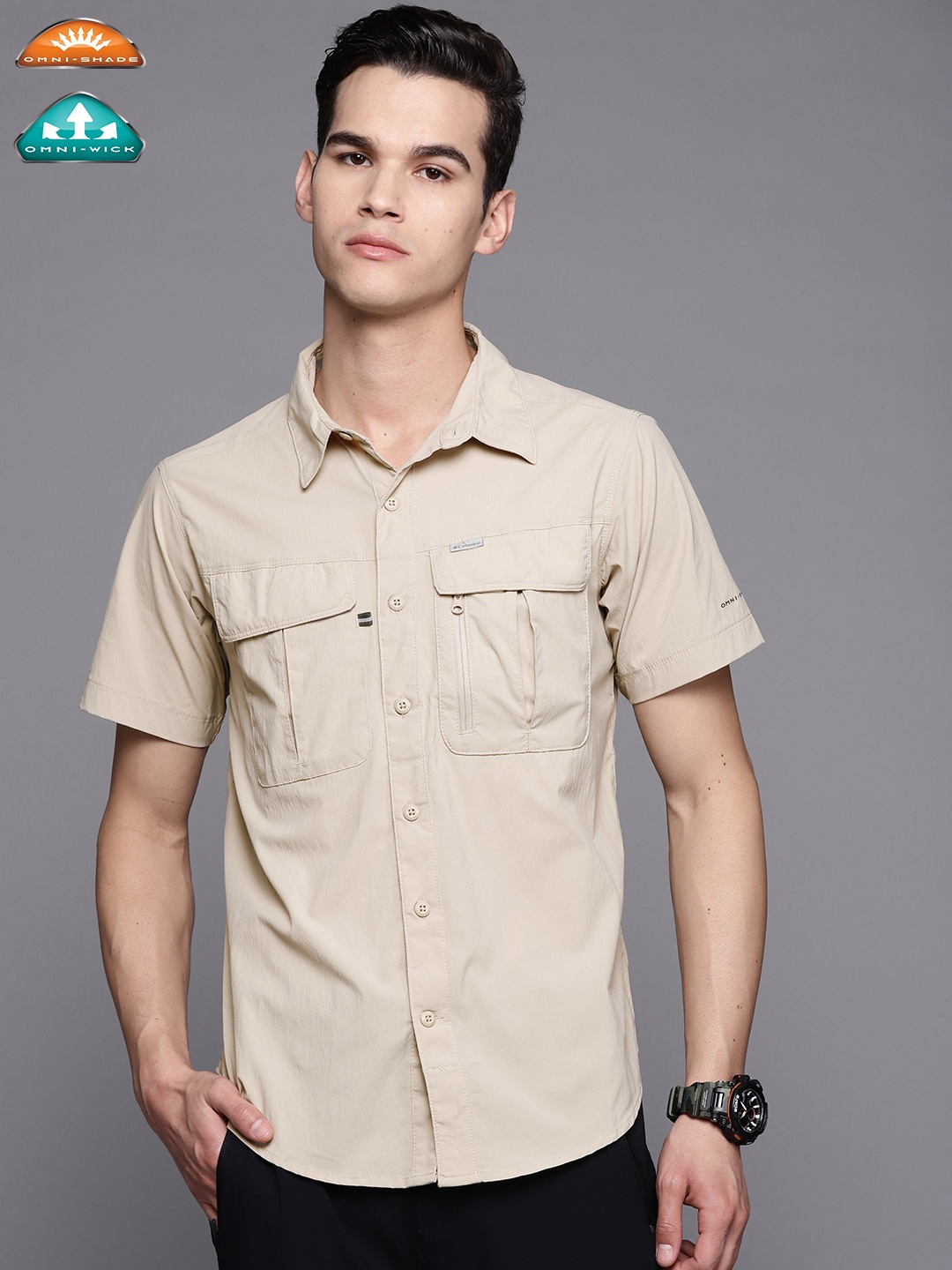 

Columbia Men Beige Slim Fit Omni Wick Omni-Shade Hiking Shirt