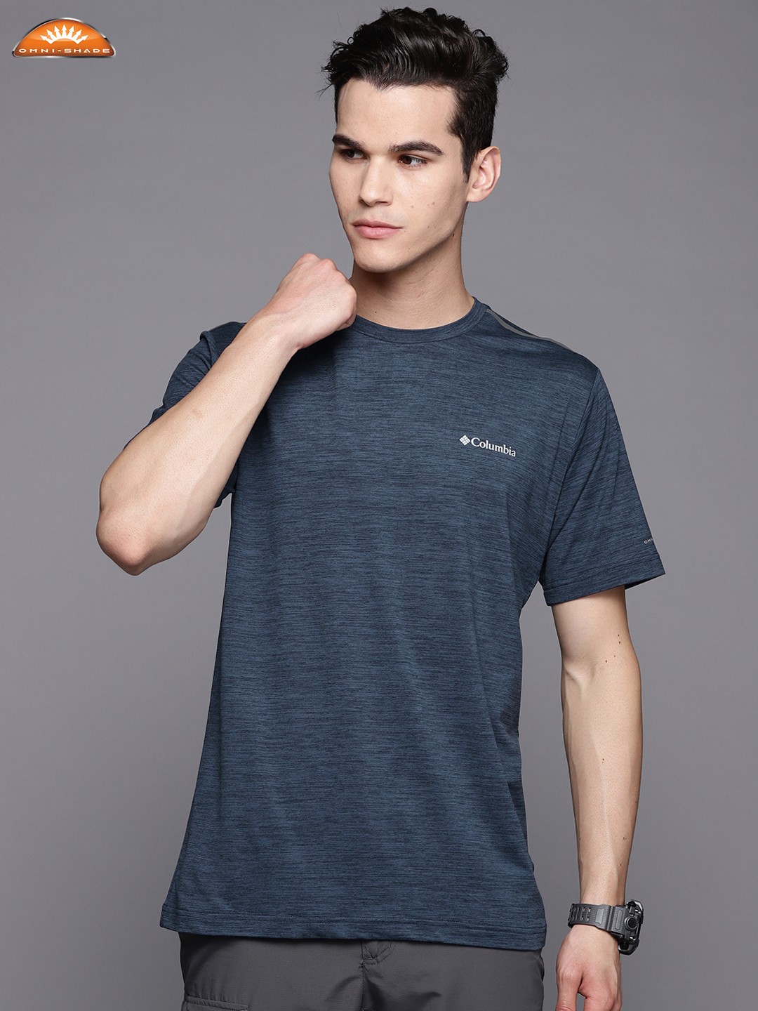 

Columbia Men Navy Blue Indigo Omni-Shade & Heat Infinity Hiking T-shirt