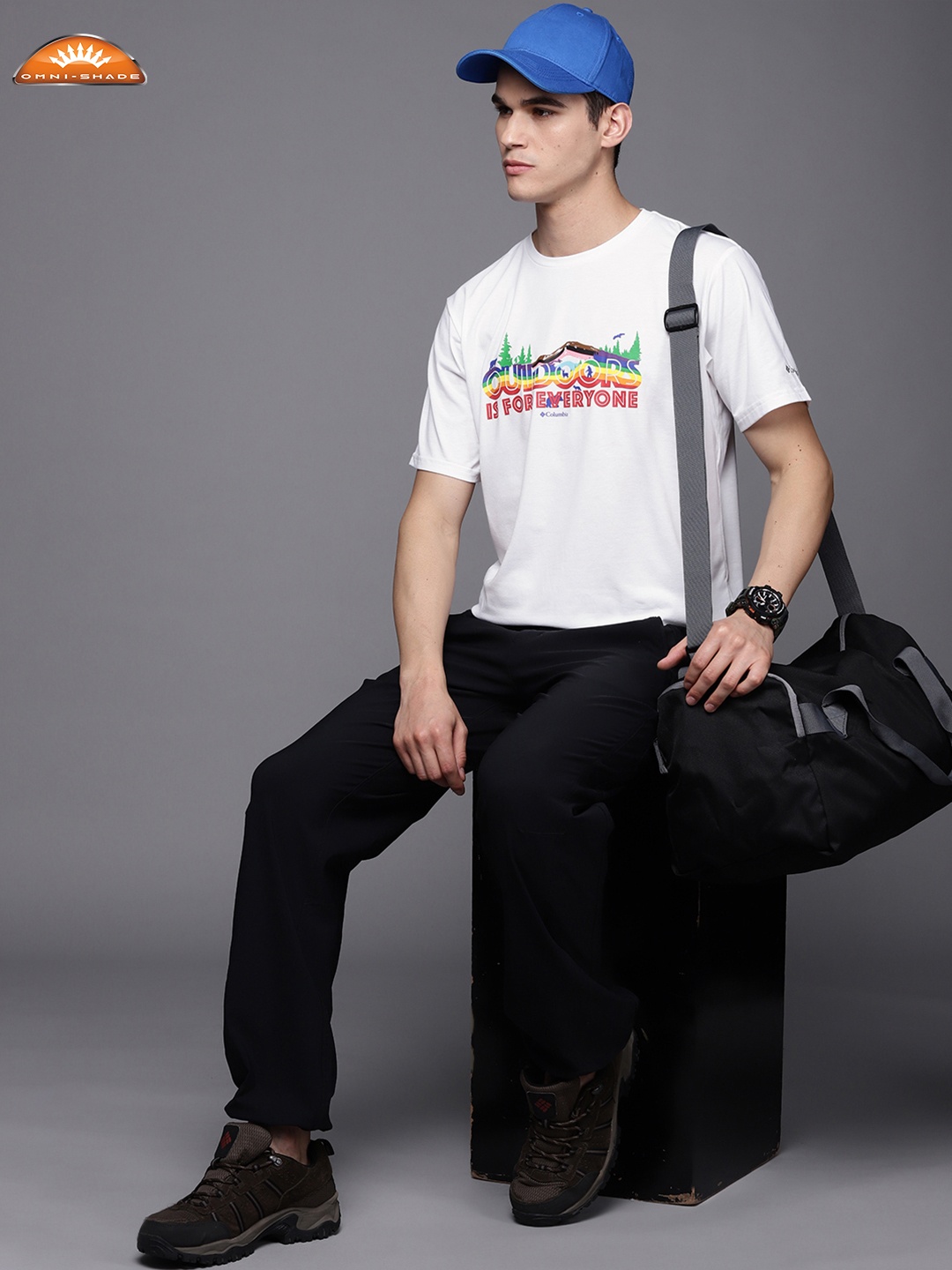 

Columbia Men White Typography Printed Omni-Shade Hiking T-shirt