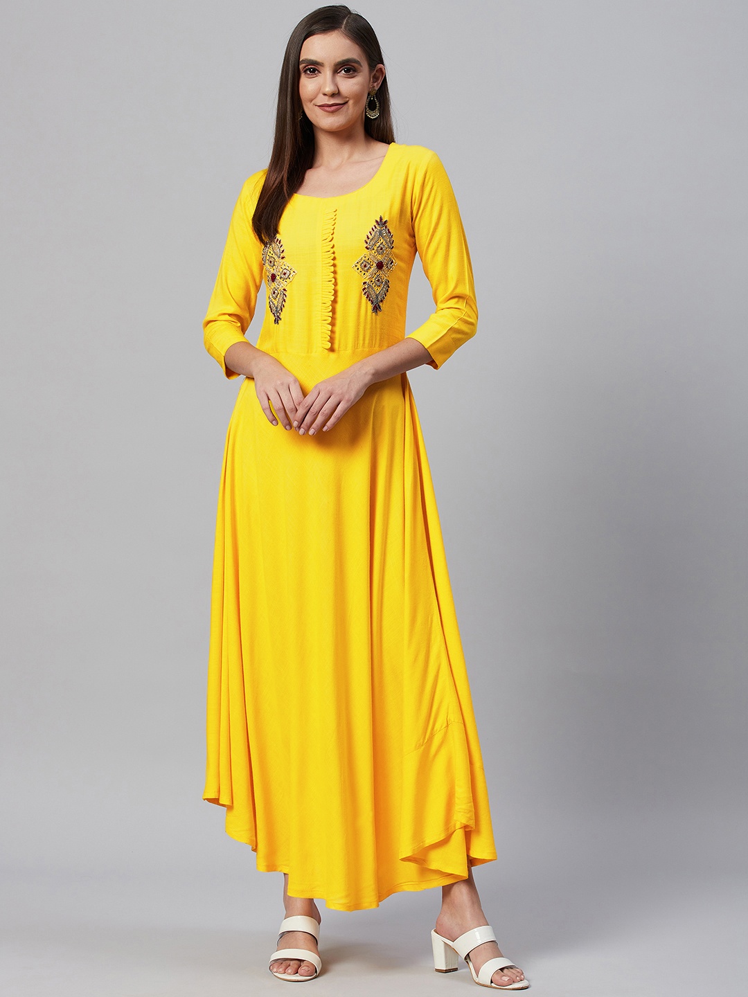 

HIGHLIGHT FASHION EXPORT Yellow Ethnic Maxi Dress